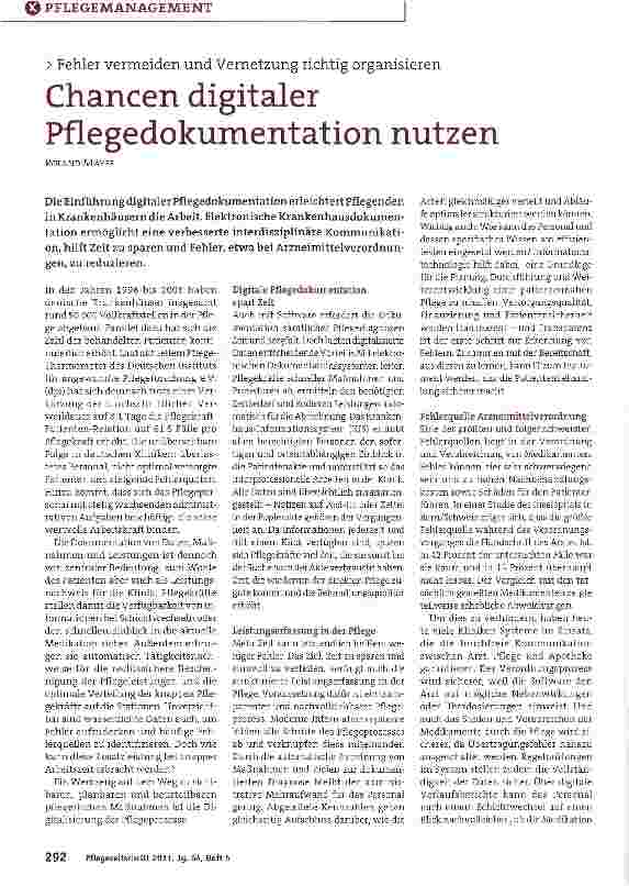Vorschauseite 1: Chancen digitaler Pflegedokumentation nutzen