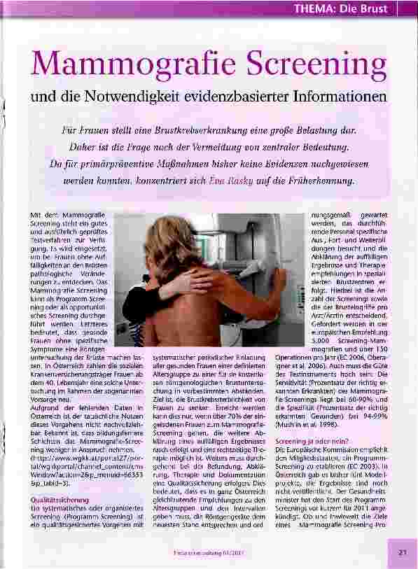Vorschauseite 1: Mammografie Screeninund die Notwendigkeit evidenzbasierter Informationen