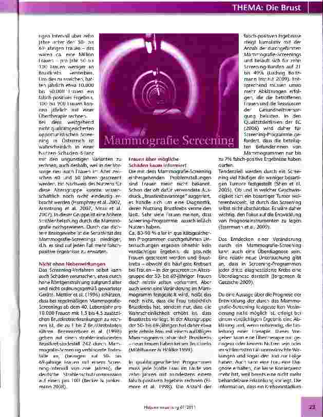 Vorschauseite 3: Mammografie Screeninund die Notwendigkeit evidenzbasierter Informationen
