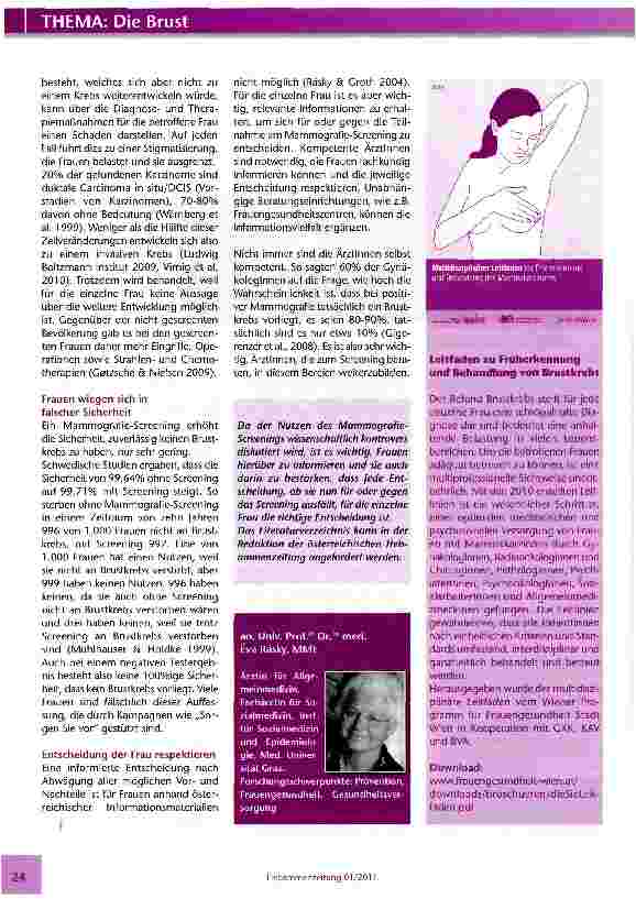 Vorschauseite 4: Mammografie Screeninund die Notwendigkeit evidenzbasierter Informationen