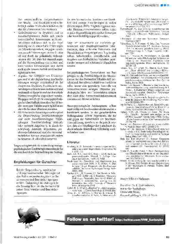 Vorschauseite 5: Die Beurteilung von Aggravation und Dissimulation in der Begutachtung psychischer und psychosomatischer Störungen