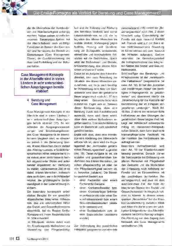 Vorschauseite 3: Die Emilia-Romagna als Vorbild für Beratung und Case Management in Altenhilfe und Pflege?