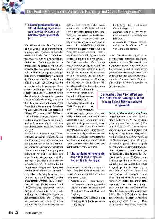 Vorschauseite 5: Die Emilia-Romagna als Vorbild für Beratung und Case Management in Altenhilfe und Pflege?