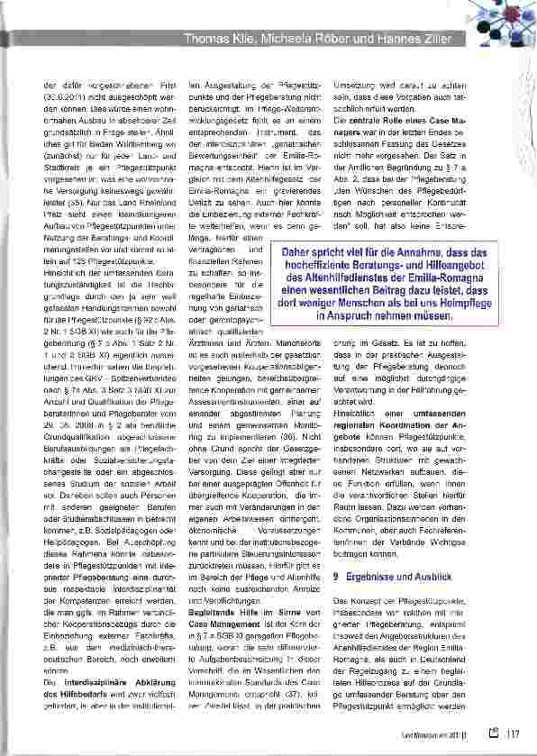 Vorschauseite 6: Die Emilia-Romagna als Vorbild für Beratung und Case Management in Altenhilfe und Pflege?