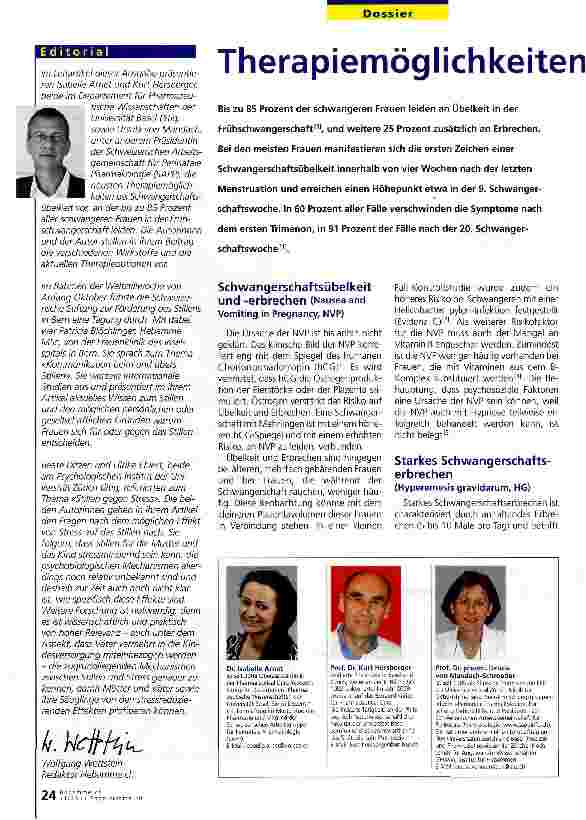 Vorschauseite 1: Therapiemöglichkeiten bei Schwangerschaftsübelkeit