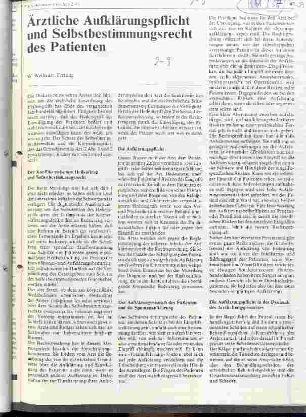 Vorschauseite 1: Ärztliche Aufklärungspflicht und Selbstbestimmungsrecht des Patienten
