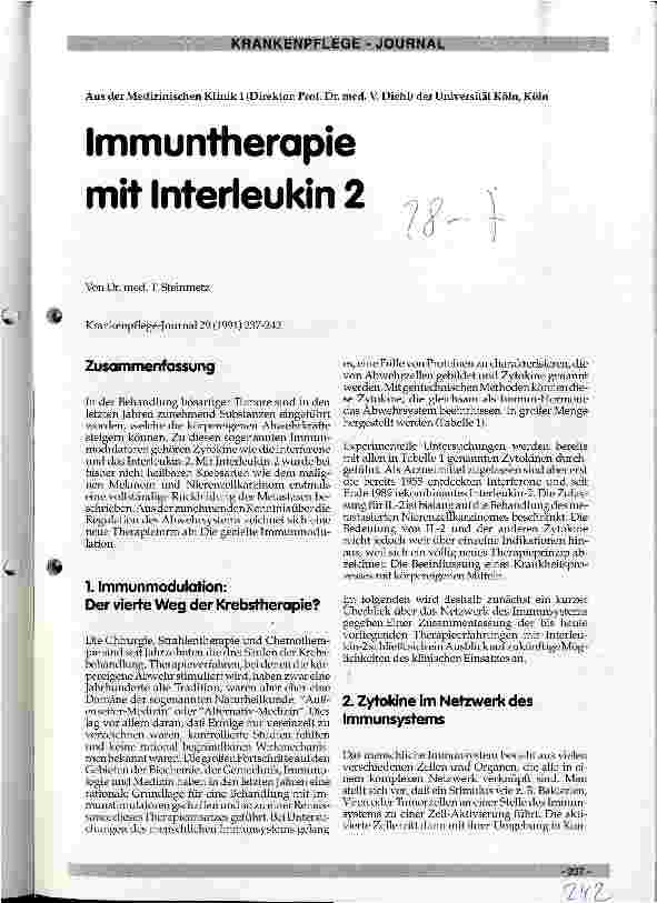 Vorschauseite 1: Immuntherapie mit Interleukin 2