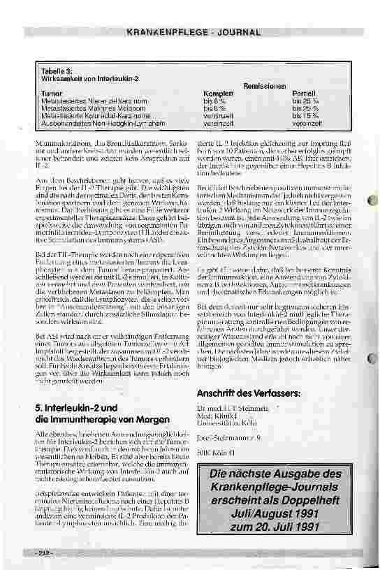Vorschauseite 6: Immuntherapie mit Interleukin 2