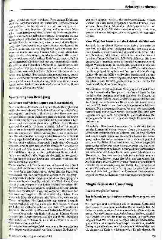 Vorschauseite 2: Die Feldenkrais-Methode in der ambulanten Altenund Krankenpflege