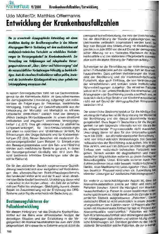 Vorschauseite 1: Entwicklung der Krankenhausfallzahlen