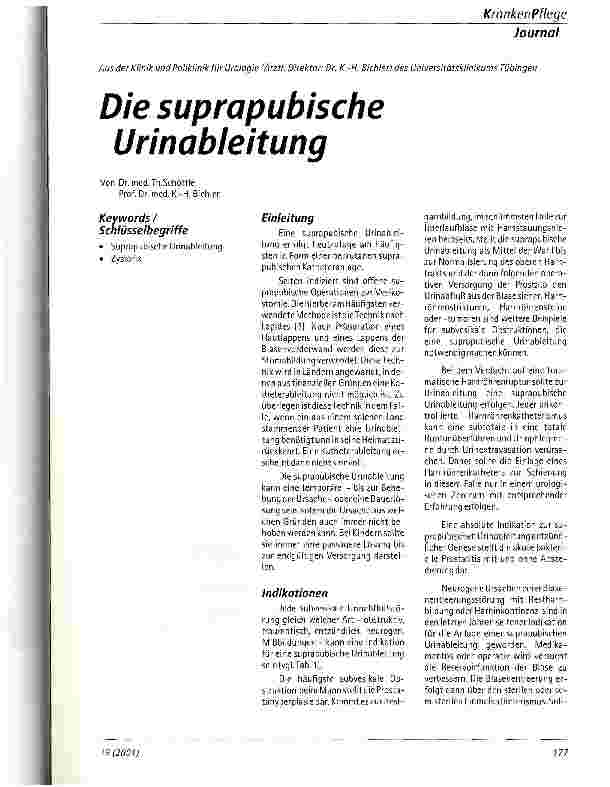 Vorschauseite 1: Die suprapubische Urinableitung