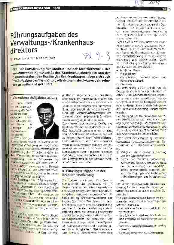 Vorschauseite 1: Führungsaufgaben des Verwaltungs-/Krankenhausdirektors