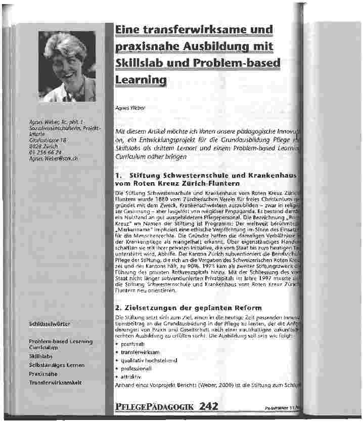 Vorschauseite 1: Eine transferwirksame und praxisnahe Ausbildung mit Skillslab und Problem-based Learning