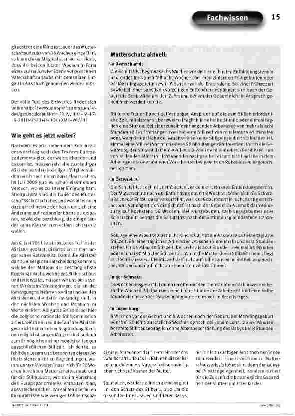 Vorschauseite 3: Mutterschutz in EuropaEiniges wurde erreicht, aber jeder muss in den nächsten Monaten aktiv werden.