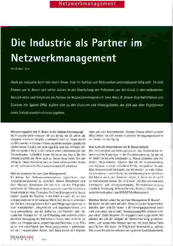Vorschauseite 1: Die Industrie als Partner im Netzwerkmanagement