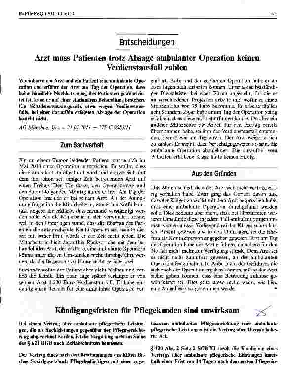 Vorschauseite 1: Kündigungsfristen für Pflegekunden sind unwirksam