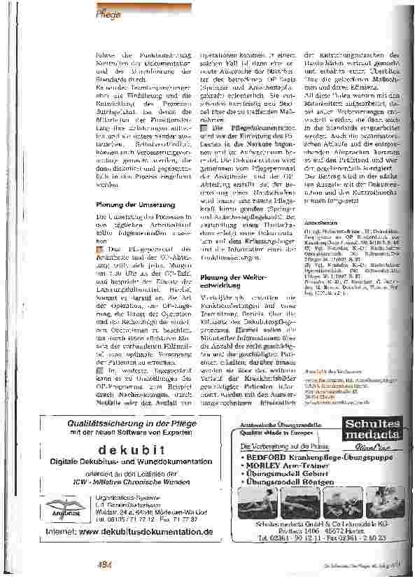Vorschauseite 5: Prozessstandards zur Dekubitusprophylaxe im OP 1. Teil: Einführung