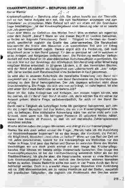Vorschauseite 1: Krankenpflegeberuf - Berufung oder Job