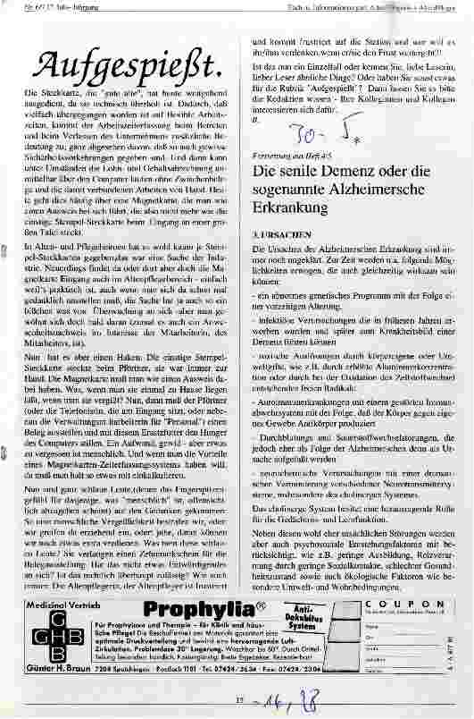 Vorschauseite 1: Die senile Demenz oder die sogenannte Alzheimersche Erkrankung Fortsetzung