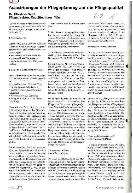 Vorschauseite 1: Auswirkungen der Pflegeplanung auf die Pflegequalität