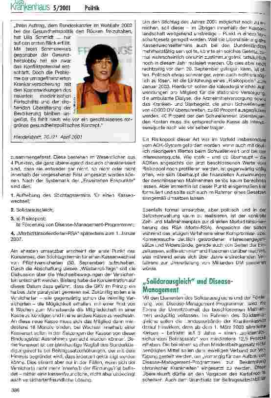 Vorschauseite 4: 100 Tage Ulla Schmidt Weichenstellungen für eine neue Gesundheitspolitik?
