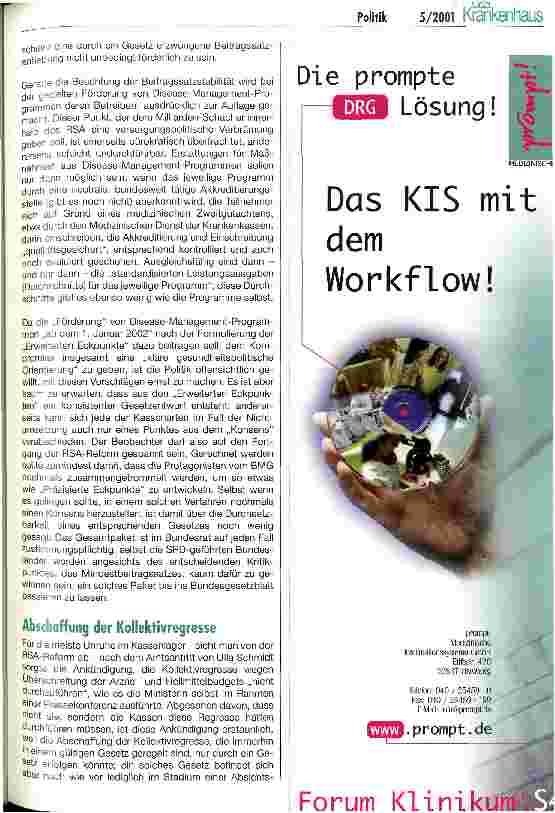 Vorschauseite 5: 100 Tage Ulla Schmidt Weichenstellungen für eine neue Gesundheitspolitik?