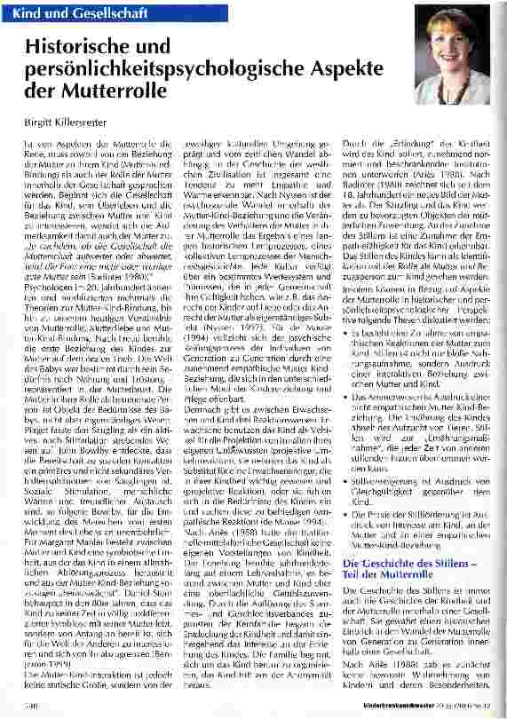Vorschauseite 1: Historische und persönlichkeitspsychologische Aspekte der Mutterrolle