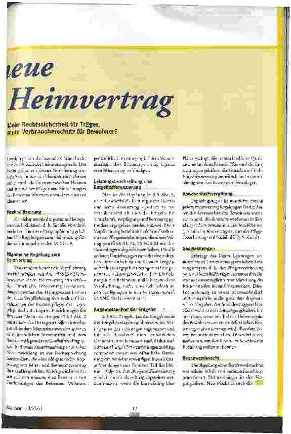Vorschauseite 2: Der neue Heimvertrag