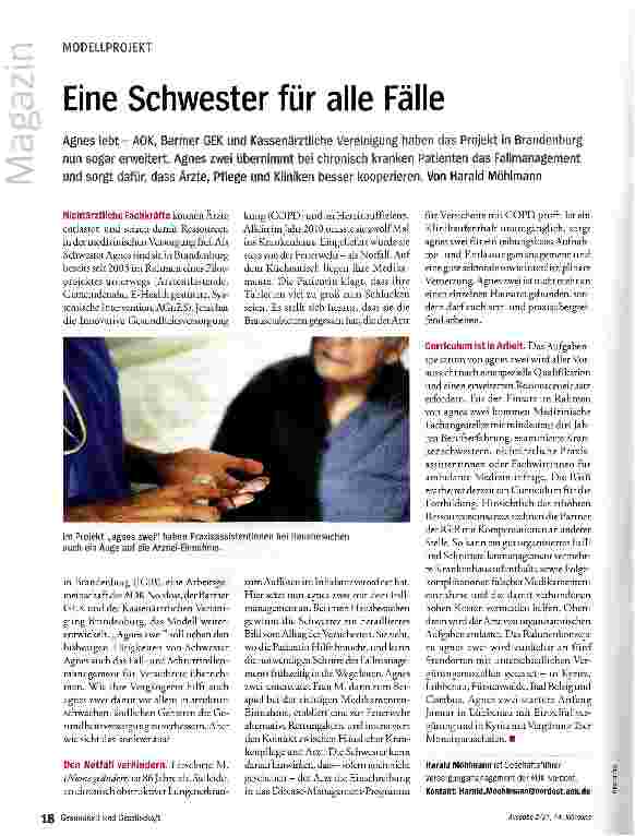 Vorschauseite 1: MODELLPROJEKTEine Schwester für alle Fälle