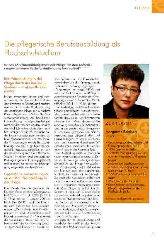 Vorschauseite 1: Die pflegerische Berufsausbildung als HochschulstudiumIst das Berufsausbildungsrecht der Pflege mit den Anforderungen an einen Bachelorstudiengang kompatibel?
