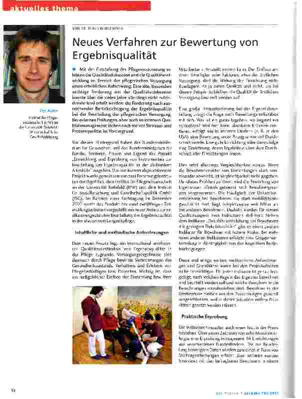 Vorschauseite 1: Neues Verfahren zur Bewertung von Ergebnisqualität