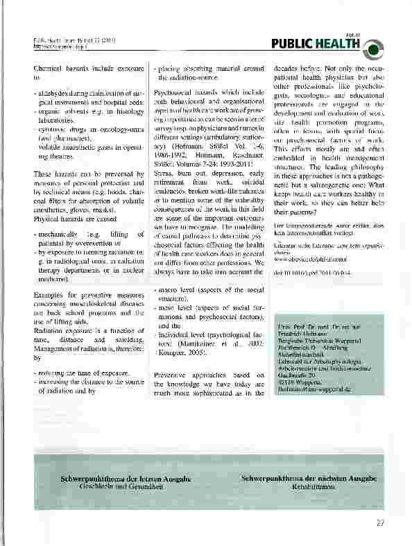 Vorschauseite 2: Occupational health in health care workers