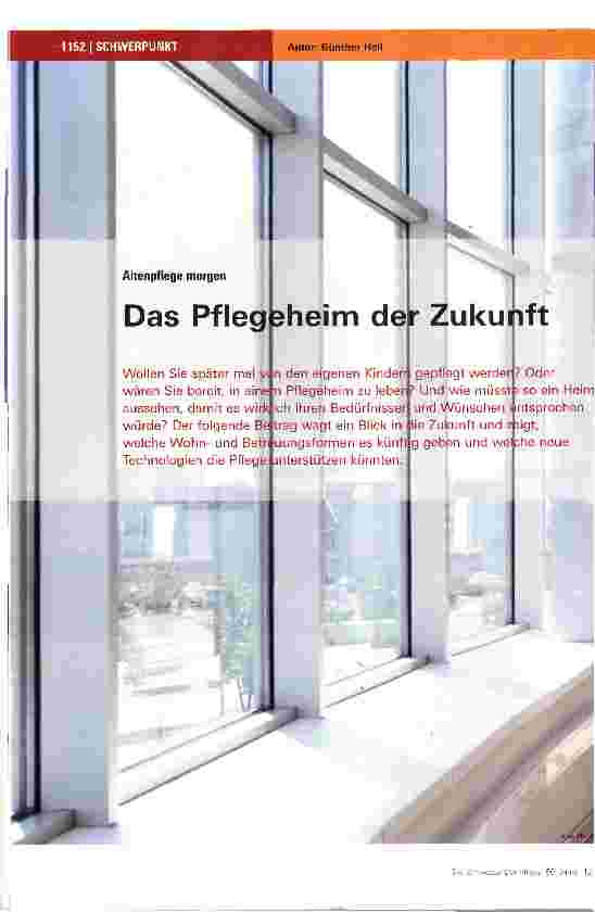 Vorschauseite 1: Das Pflegeheim der Zukunft