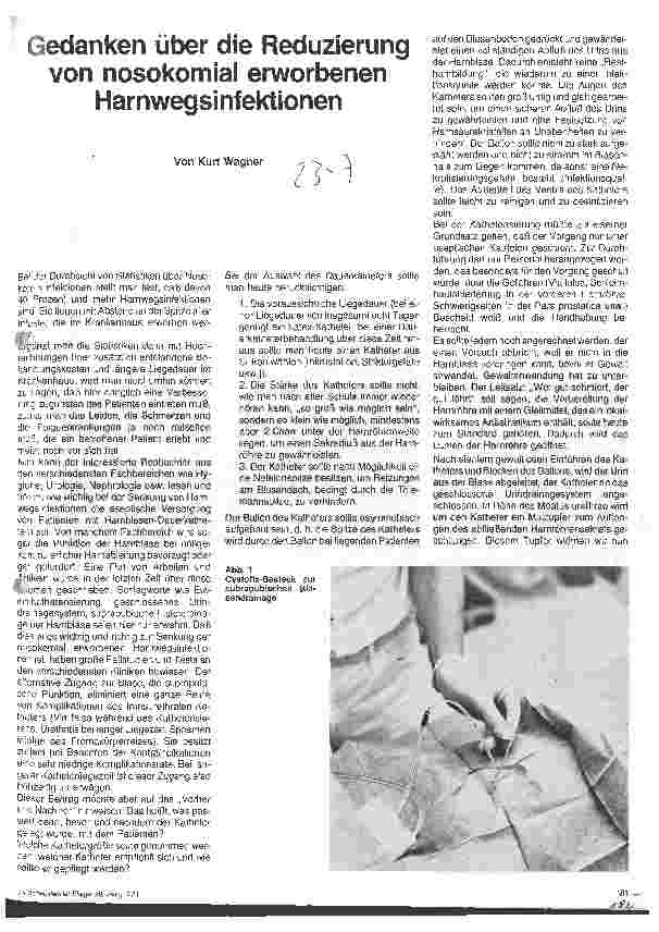 Vorschauseite 1: Gedanken über die Reduzierung von nosokomial erworbenen Harnwegsinfektionen