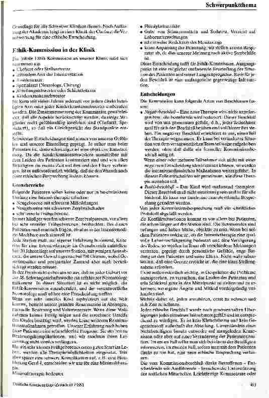 Vorschauseite 2: Ethik-Kommissionen in der Neonatologie