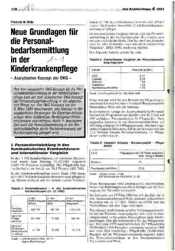 Vorschauseite 1: Neue Grundlagen für die Personalbedarfsermittlung in der Kinderkrankenpflege