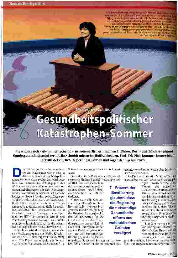 Vorschauseite 1: Gesundheitspolitischer Katastrophen-Sommer Rot-grüne Koalition