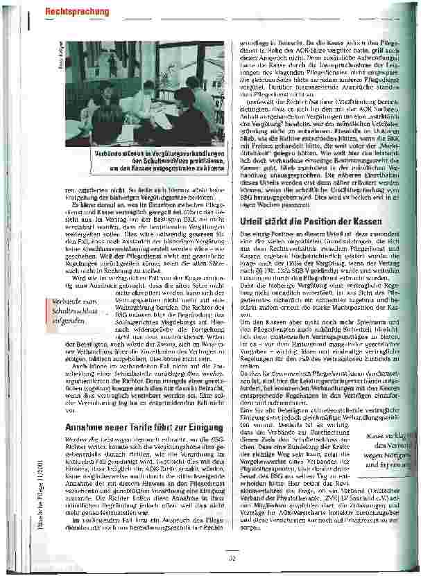 Vorschauseite 2: Ein Urteil für, eins gegen die Kassen Das BSG sprach richtungsweisende Urteile über gekündigte Vergütungssätze