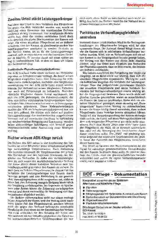 Vorschauseite 3: Ein Urteil für, eins gegen die Kassen Das BSG sprach richtungsweisende Urteile über gekündigte Vergütungssätze
