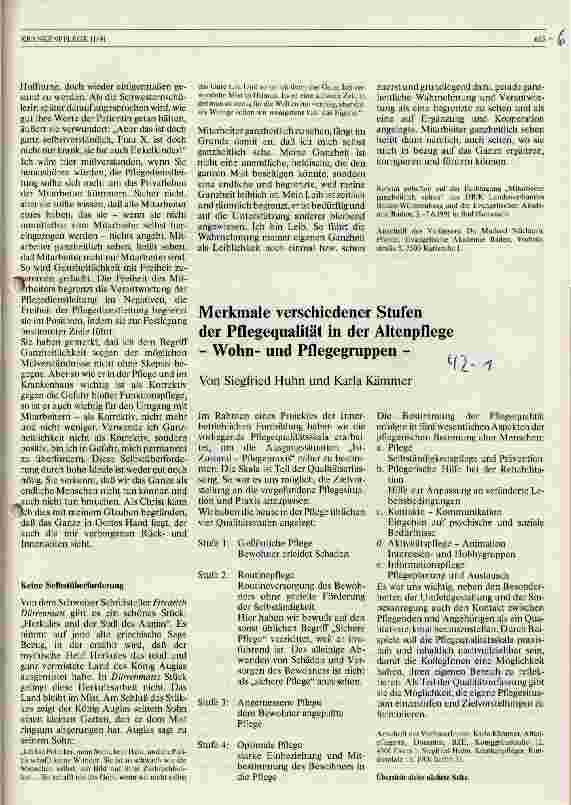 Vorschauseite 1: Merkmale verschiedener Stufen der Pflegequalität in der Altenpflege -Wohnund Pflegegruppen