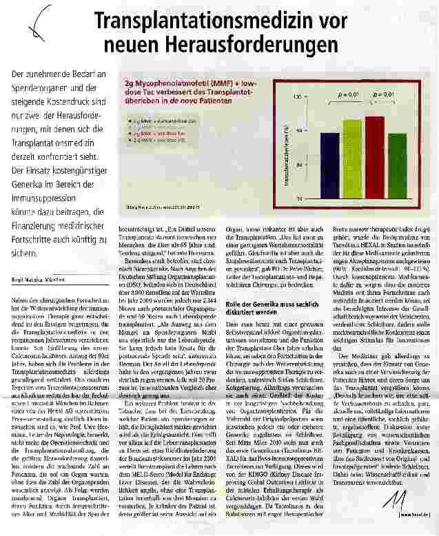 Vorschauseite 1: Transplantationsmedizin vor neuen Herausforderungen