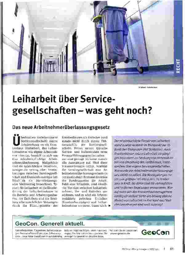 Vorschauseite 1: Leiharbeit über Servicegesellschaften - was geht noch?