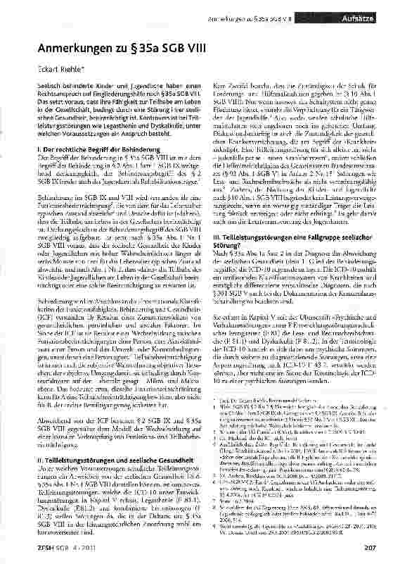 Vorschauseite 1: Anmerkungen zu §35a SGB VIII