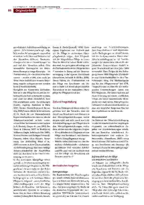 Vorschauseite 2: Arbeitsbedingte Prädiktoren für Zufriedenheit in der Demenzversorgung bei Pflegenden in stationären Altenpflegeeinrichtungen