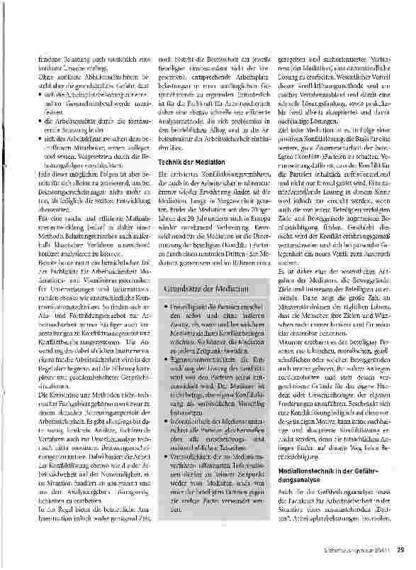 Vorschauseite 2: Gefährdungsanalyse zu psychischen und organisatorischen ArbeitsplatzbelastungenMediation - mehr als ein Konfliktlösungsverfahren