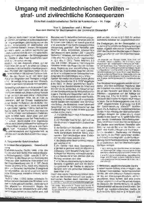 Vorschauseite 1: Umgang mit medizintechnischen Geräten - strafund zivilrechtliche Konsequenzen