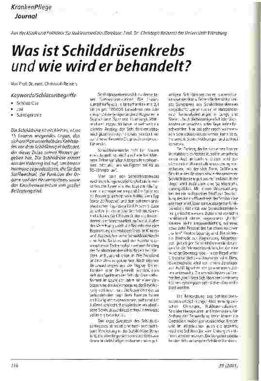 Vorschauseite 1: Was ist Schilddrüsenkrebs und wie wird er behandelt?