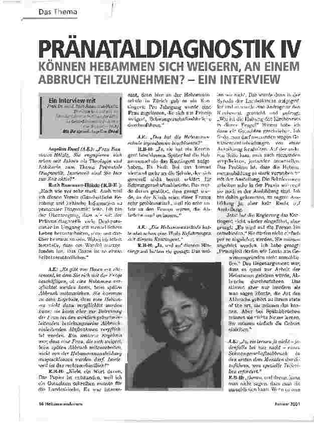 Vorschauseite 1: PRÄNATALDIAGNOSTIK IVKÖNNEN HEBAMMEN SICH WEIGERN, AN EINEM ABBRUCH TEILZUNEHMEN? - EIN INTERVIEW