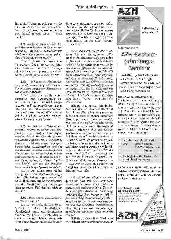 Vorschauseite 2: PRÄNATALDIAGNOSTIK IVKÖNNEN HEBAMMEN SICH WEIGERN, AN EINEM ABBRUCH TEILZUNEHMEN? - EIN INTERVIEW