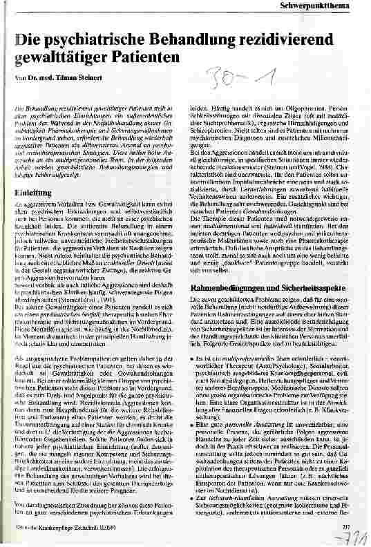 Vorschauseite 1: Die psychiatrische Behandlung rezidivierend gewalttätiger Patienten
